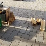 grates and halved wood for block play