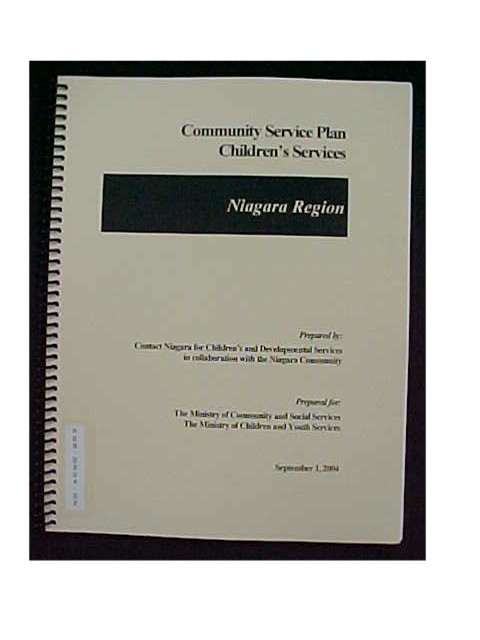 Community Service Plan Children's Services - Niagara Region