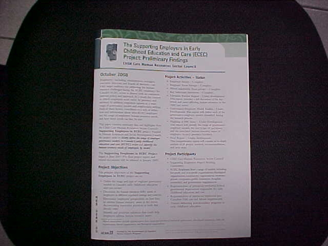 The Supporting Employers In Early Childhood Education And Care (ecec) Project: Preliminary Findings (october 2008)