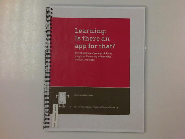 Learning:  Is there an app for that? - Investigations of young children's usage and learning with mobile devices and apps
