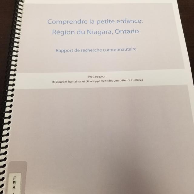 Comprendre la petite enfance:  Rï¿½gion du Niagara, Ontario