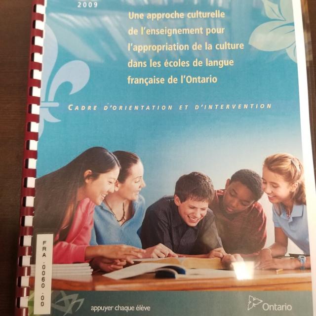 Une approche culturelle de l'enseignement pour l'appropriation de la culture dans les ï¿½coles de langue franï¿½aise de l'Ontario (2009)