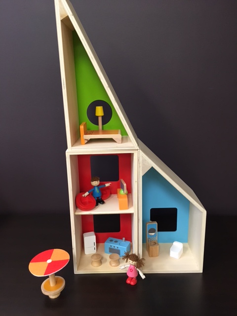 Imaginative & Pretend Play: Wooden Geometric House with Accessories