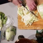 chopping lettuce